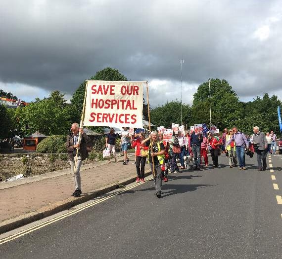 Protest march against closure of cottage hospital