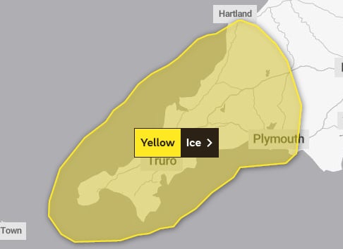 ICE ALERT: Yellow warning for Devon. Met Office