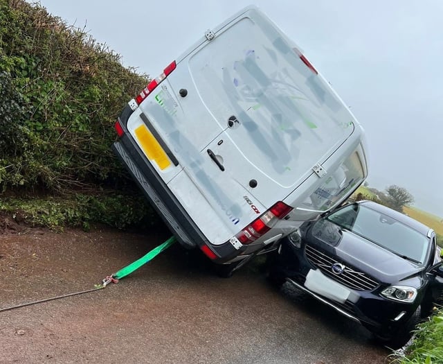 Dramatic rescue from two vehicle collision on rural road at Crediton
