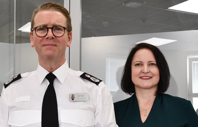 Chief Constable Will Kerr being officially sworn in with Police and Crime Commissioner Alison Hernandez. Picture: D&C Police