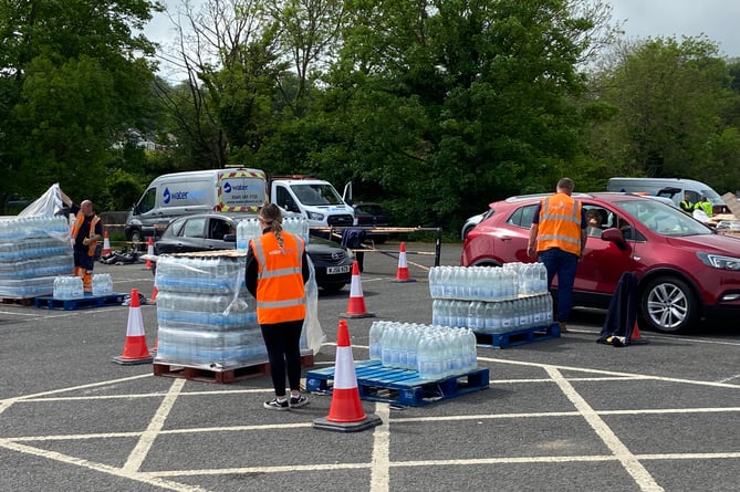 South West Water has arranged the distribution of bottled water for thousands of households affected by the cryptosporidium parasite