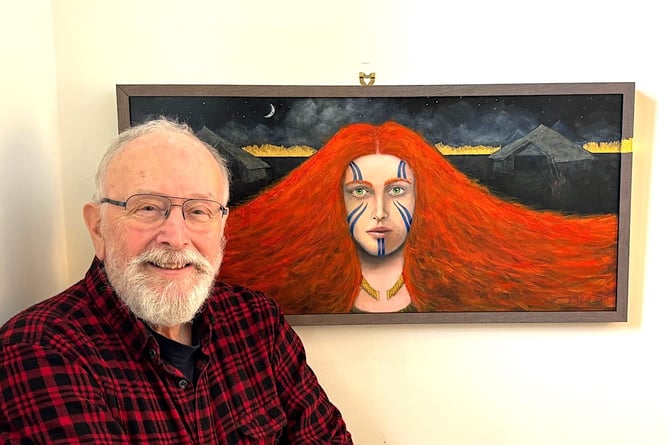 Artist Tim Clifford with his latest work - 'Iceni Dawn, Boudica'