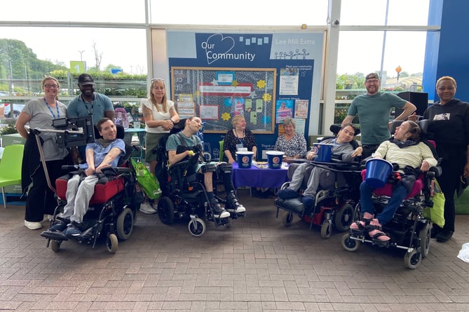Staff, volunteers and Dame Hannahs residents at the Tesco Lee Mill Bucket Collection