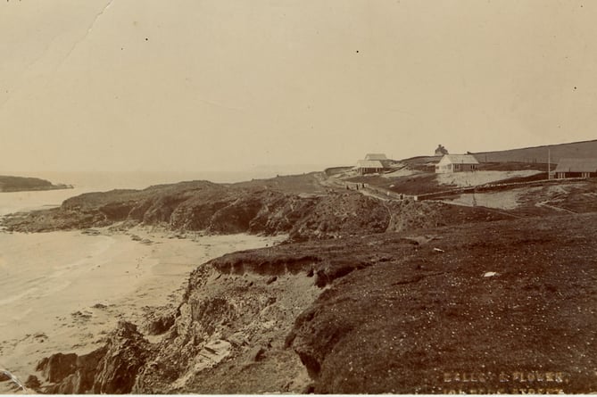 Around 1900 View to west from behind Clematon Hill. Showing the corner of Burgh Island