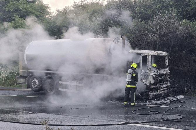 In Pictures: Milk tanker fire at A38 near Ivybridge  