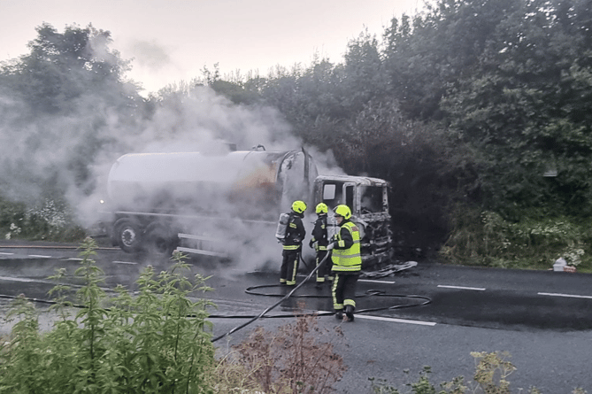 In Pictures: Milk-tanker fire on A38