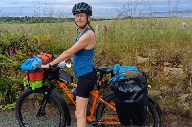 Becky Sherwood with the Carrera bike that was stolen from a train in Oxfordshire