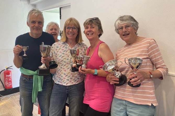 Kingston Produce winners - From left to right Dick, Rachel, Q and Sally with Anita trying to get a look in!