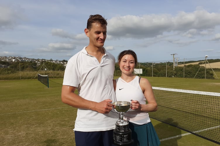 Bryan Brown mixed doubles winners Tom and Alice