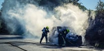 Car blaze on the A38