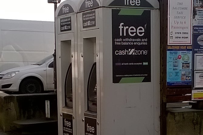 Phone boxes and ATMs in Fore Street, Salcombe