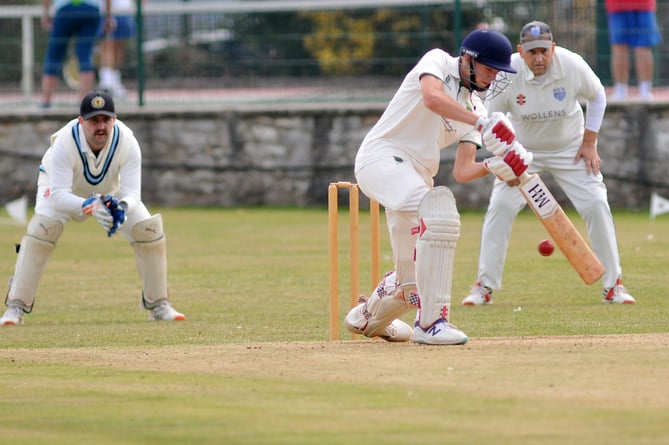 Devon Cricket League C Division West.  South Devon 1st XI versus Cornwood 2nd XI. Cornwood's Alex Shutt