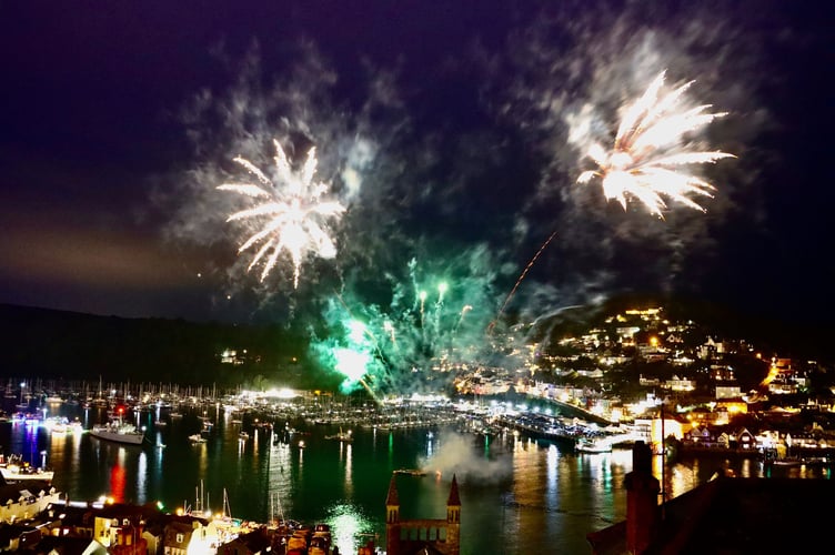 Fireworks illuminate the town