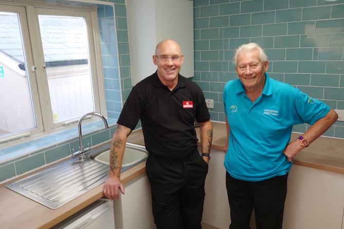 Kingsbridge Care Hub New Kitchen From Left Darren Clarke and Graham Smith