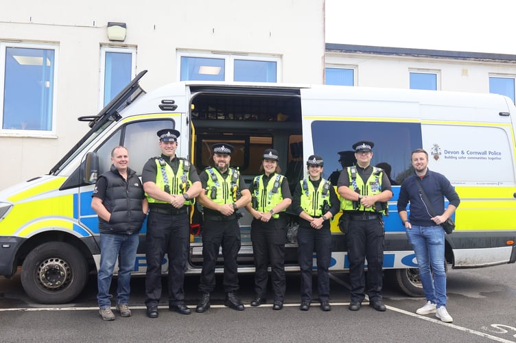 Police officers about to start their high visibility patrols