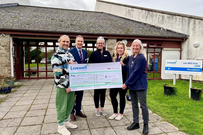 L to R: Paul Maxwell, Geoff Baines (Livewell Southwest Deputy Chief Executive), Chelsea McNabb (Lead Occupational Therapist), Charlotte Stevens (Deputy Ward Manager) and Julie Sacker (Technical Instructor).