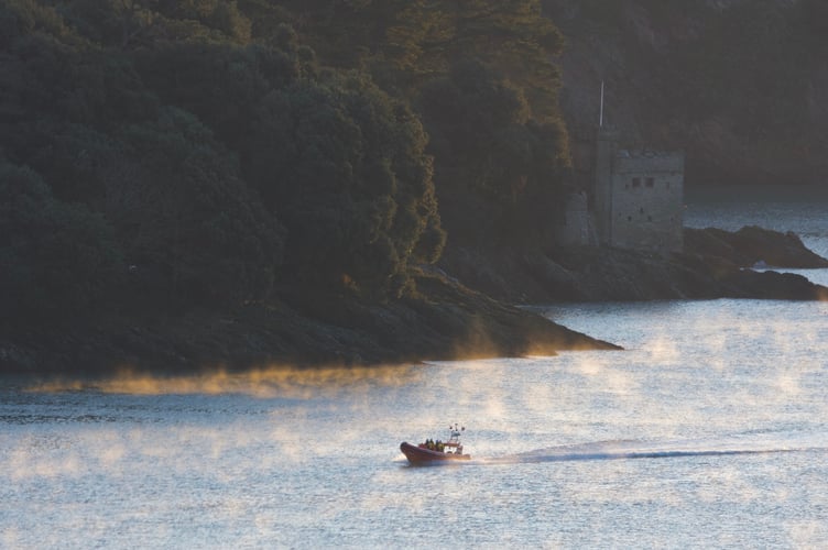 Steam rises as the lifeboat returns