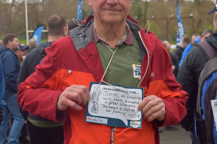 Keith Durbridge at The Big Tackle 2024. Caption: Keith Durbridge raised a staggering £5,600 for the hospice by taking part in last year’s Big Tackle in memory of his late wife Judith. He’ll be lacing up his boots again on Saturday March 15 for this year’s event.