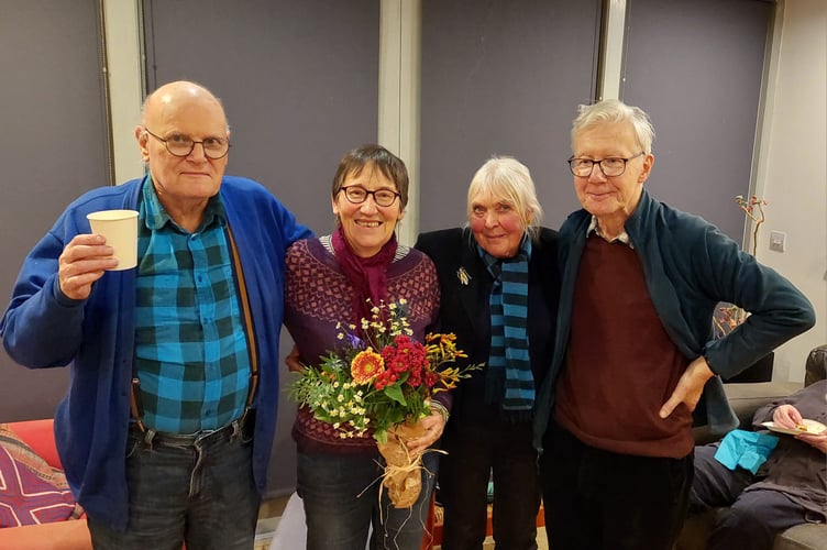 Outgoing committee members (L-R): Dave Mitchell (Chair), Lu Overy (Volunteer Coordinator), Shirley Prendergast (Secretary), David Martin (Mr Fix-it)